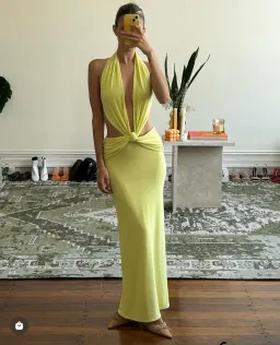Deconduarte Elin Maxi Dress in Lime Mesh Size 8 for rent on The Volte - image 3