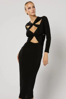 Winona Ithaca Cut Out Midi Dress Black Size S / AU 8 for rent on The Volte - image 3