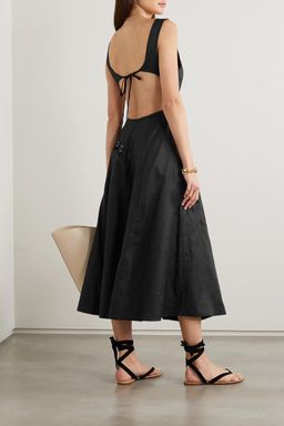 Zimmermann Lulu Cut Out Linen Midi Dress Noir Black Size 6 for rent on The Volte - image 2