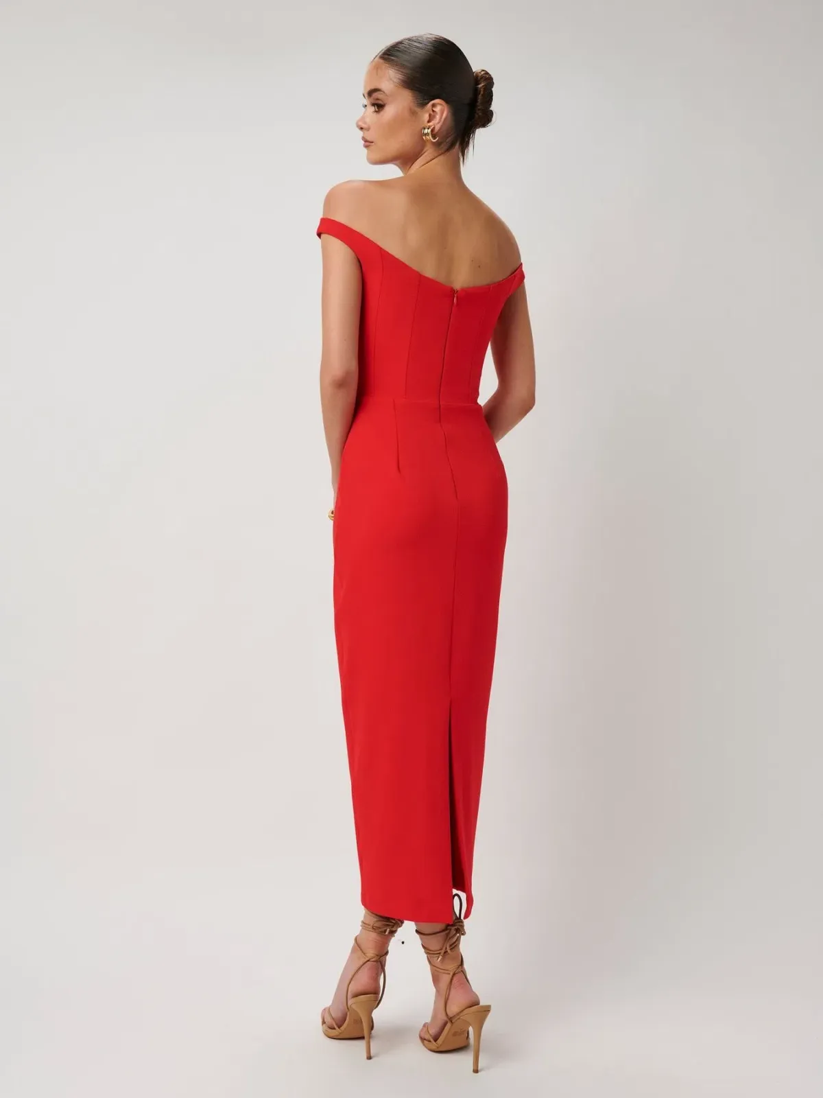 Effie Kats Amaya Midi Dress Cherry Red Size XS / AU 6 - Image 2