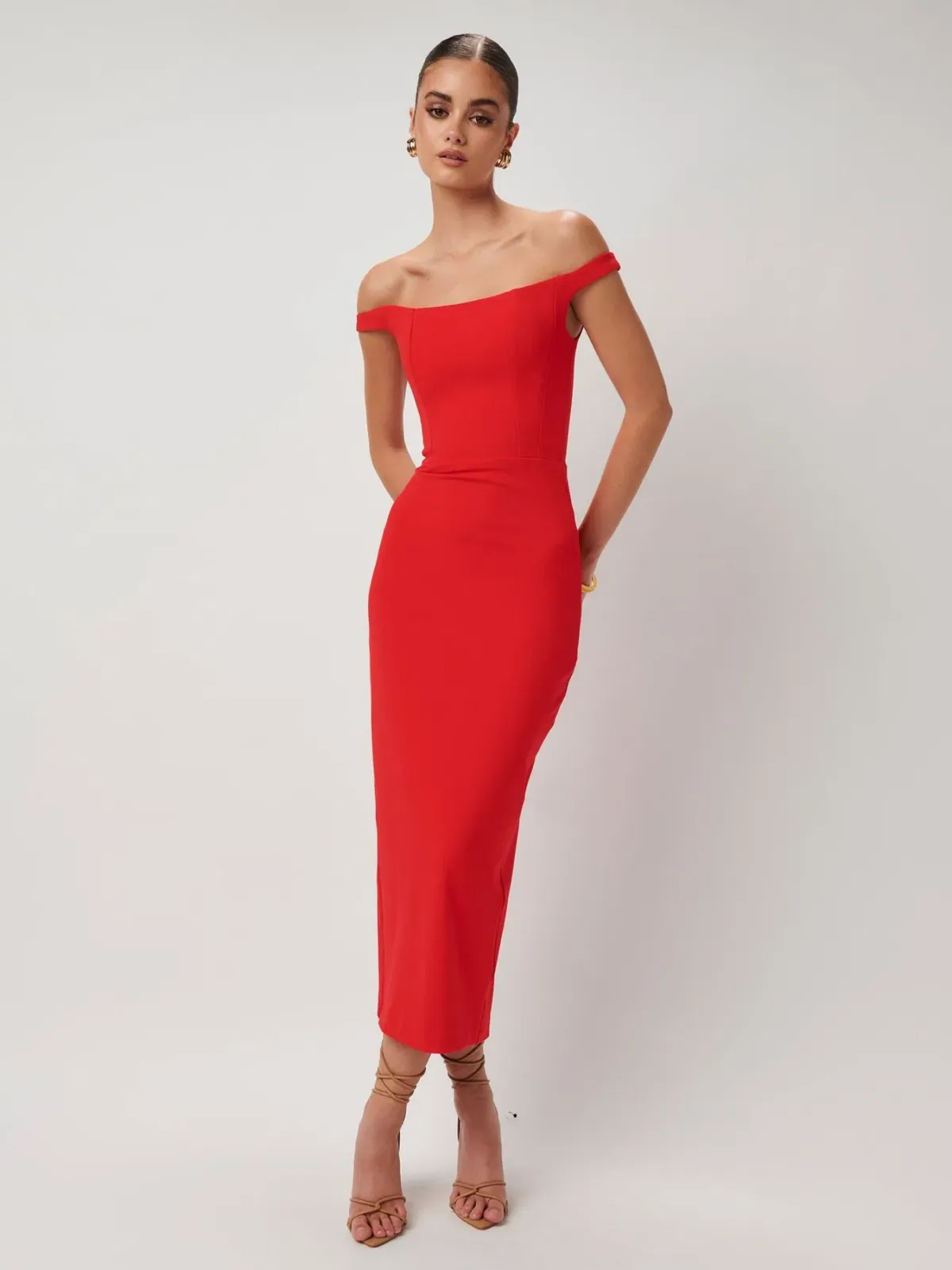 Effie Kats Amaya Midi Dress Cherry Red Size XS / AU 6 - Image 1