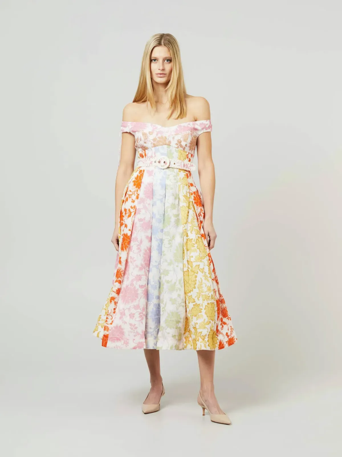 Zimmermann Postcard Spliced Midi Dress Spliced Tonal Floral Size 0 / 8 AU - Image 1