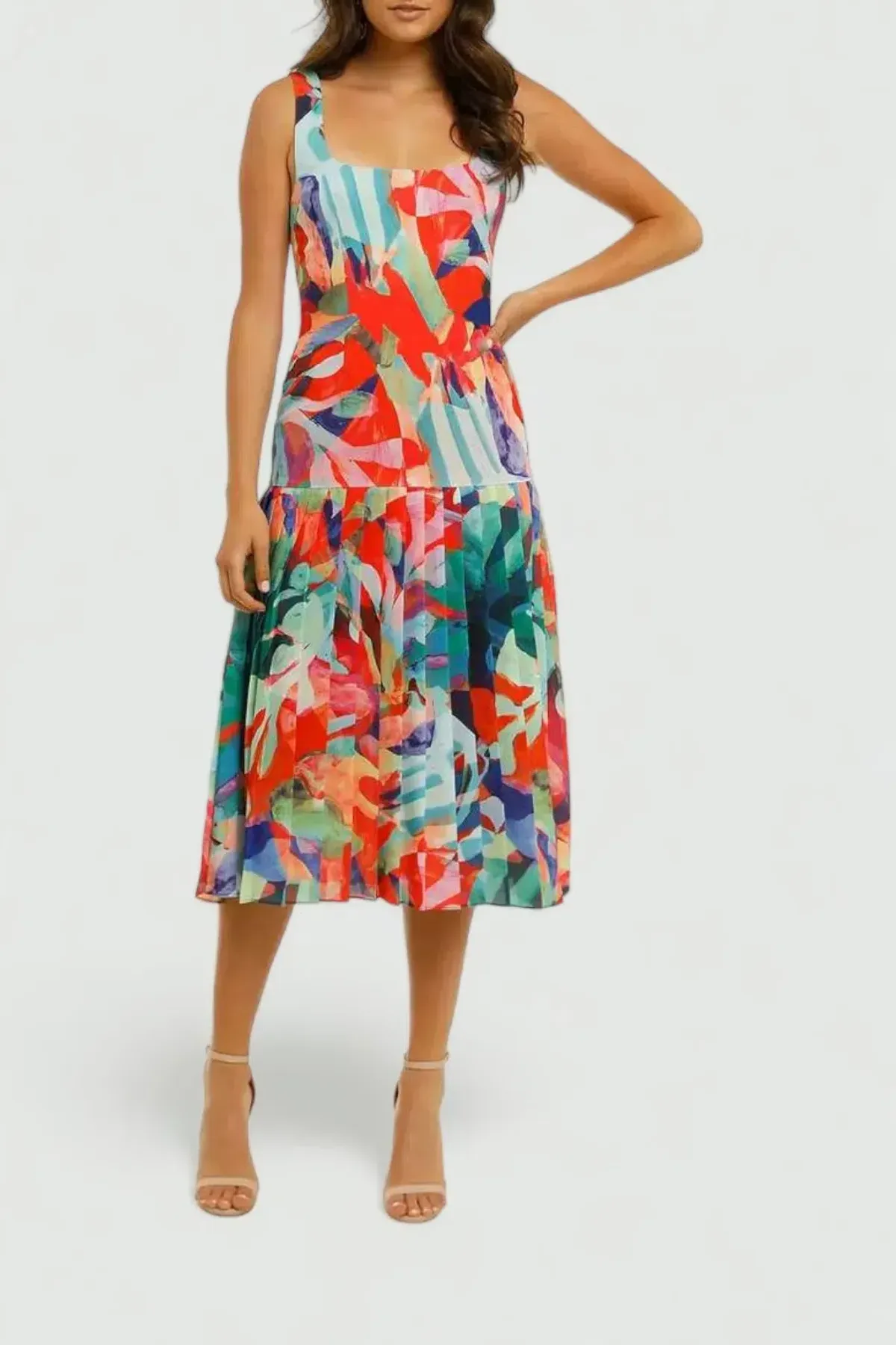 Vestire Miami Nights Midi Dress in Miami Print Size 14 - Image 1
