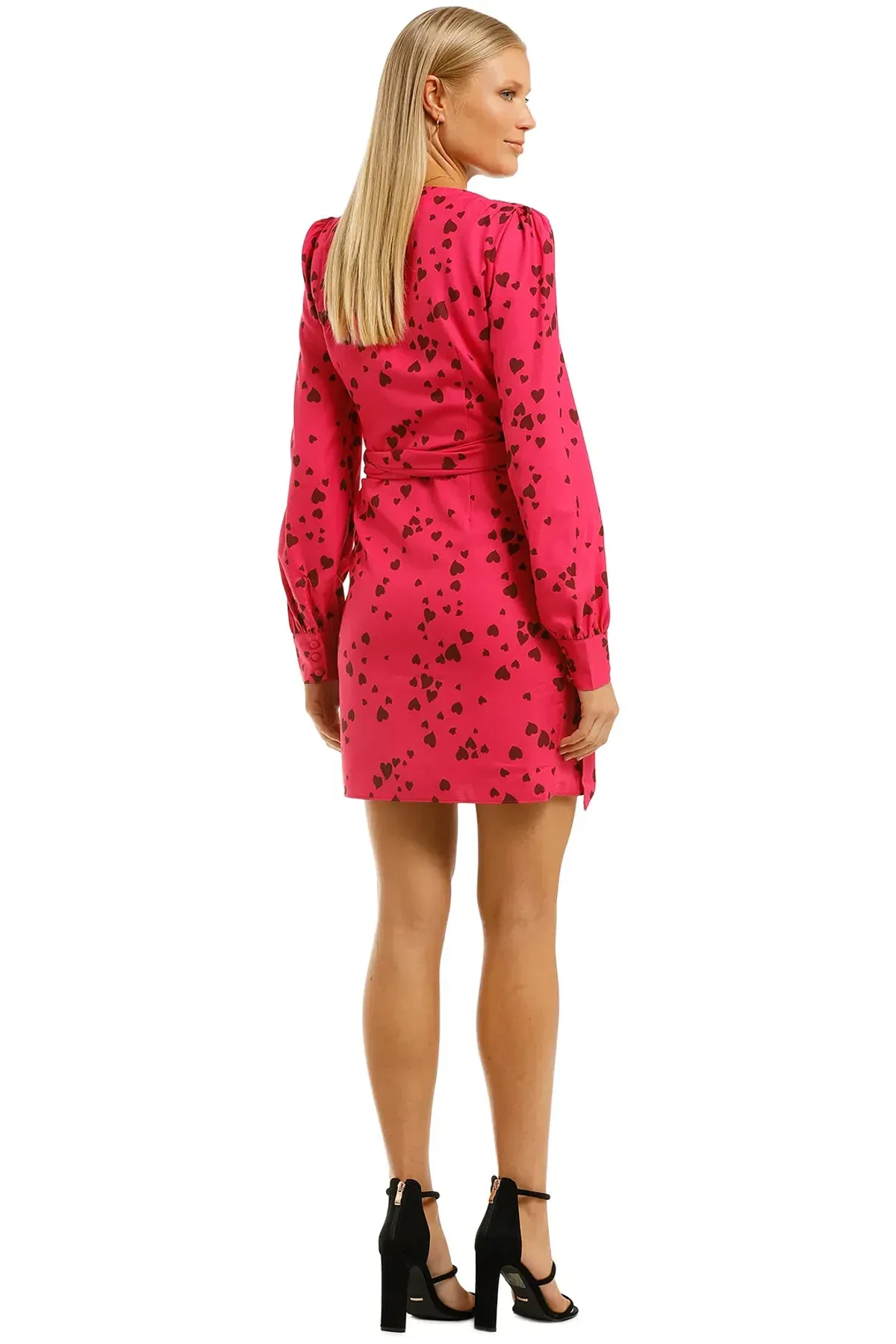 Vestire Never Been Kissed Wrap Mini Dress in Heart Print Size 12 - Image 3