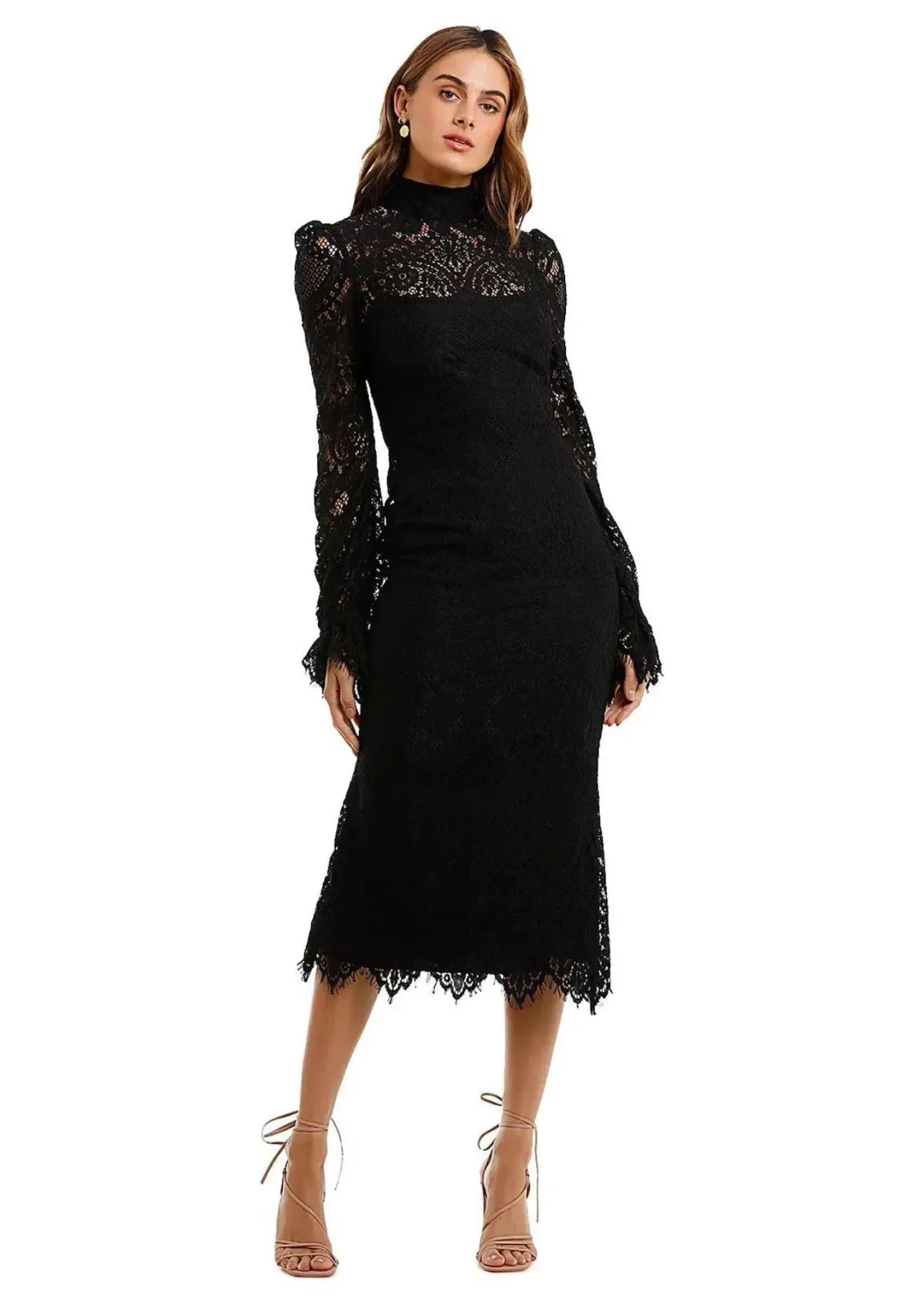 Wandering Lace Midi Dress Black Size 10 - Image 1