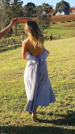Sabbia ruffle midi dress in charcoal for rent on The Volte - image 2