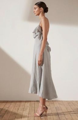 Sabbia ruffle midi dress in charcoal for rent on The Volte - image 3