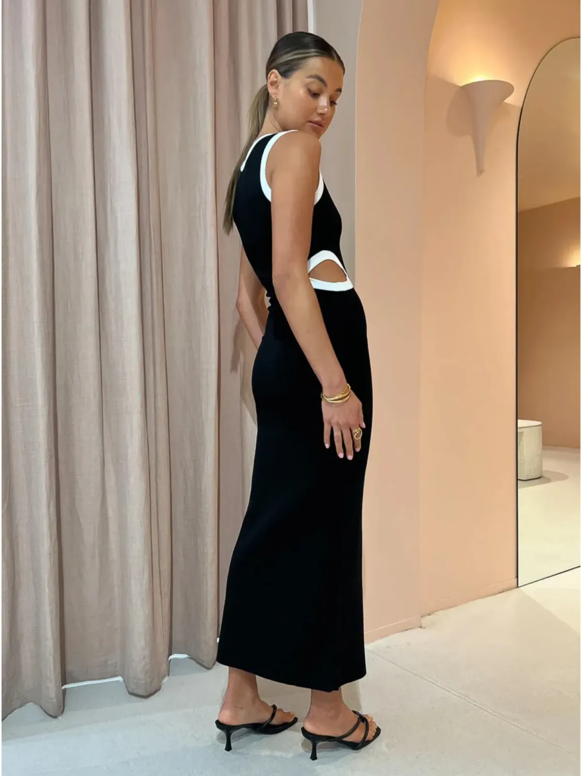 Sir the Label Evalina Cut Out Midi Dress in Black Size 1 / AU 8 - Image 2