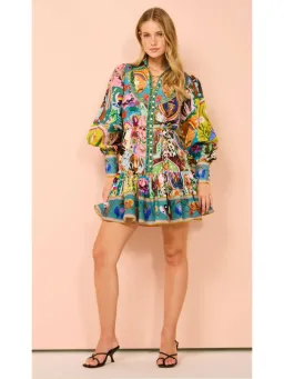 Alemais Evergreen Mini Dress in Multi Size AU 8  for rent on The Volte - image 1