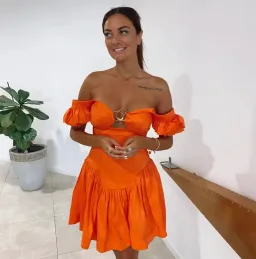 Aje Simone Frill Sleeve Mini Dress Orange Size 6 for rent on The Volte - image 6