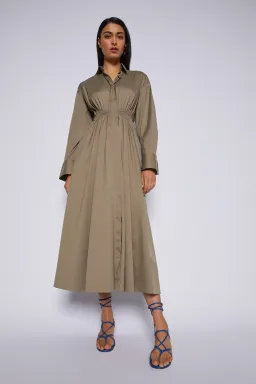 Scanlan Theodore Cotton Gathered Dress in Doe Size 6 for rent on The Volte - image 1