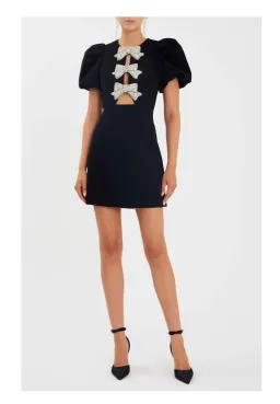 Rebecca Vallance Juliana Puff Sleeve Mini Dress Black Size 10 for rent on The Volte - image 1