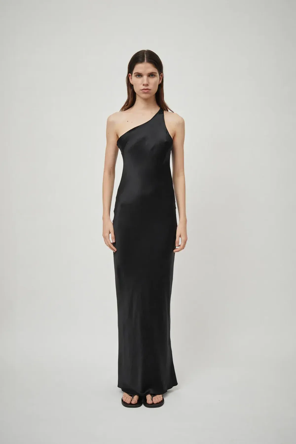 Beare Park Silk Satin One Shoulder Tank Dress Black Size 6 - Image 1