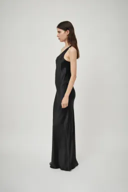 Beare Park Silk Satin One Shoulder Tank Dress Black Size 6 for rent on The Volte - image 5