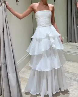 Aje Sunbeam Ruched Bustier and Cosmos Tiered Maxi Skirt Set Ivory Size 8 for rent on The Volte - image 4