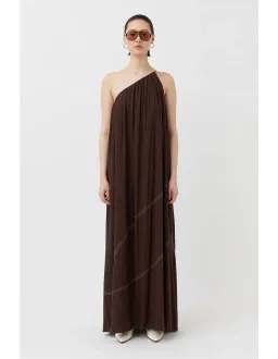 Camilla and Marc Castille One Shoulder Maxi Dress in Chocolate Brown Size 8 for rent on The Volte - image 1