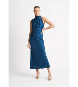 Sheike Park Ave Draped Midi Dress Teal  Size 12 for rent on The Volte - image 1
