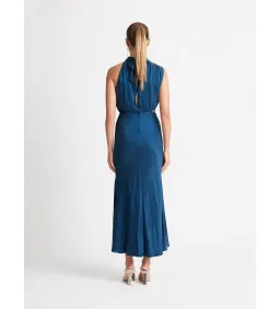 Sheike Park Ave Draped Midi Dress Teal  Size 12 for rent on The Volte - image 2