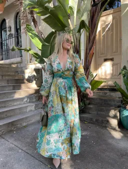 Kate Ford Adana Ruched Gown Floral Size 10 for rent on The Volte - image 1