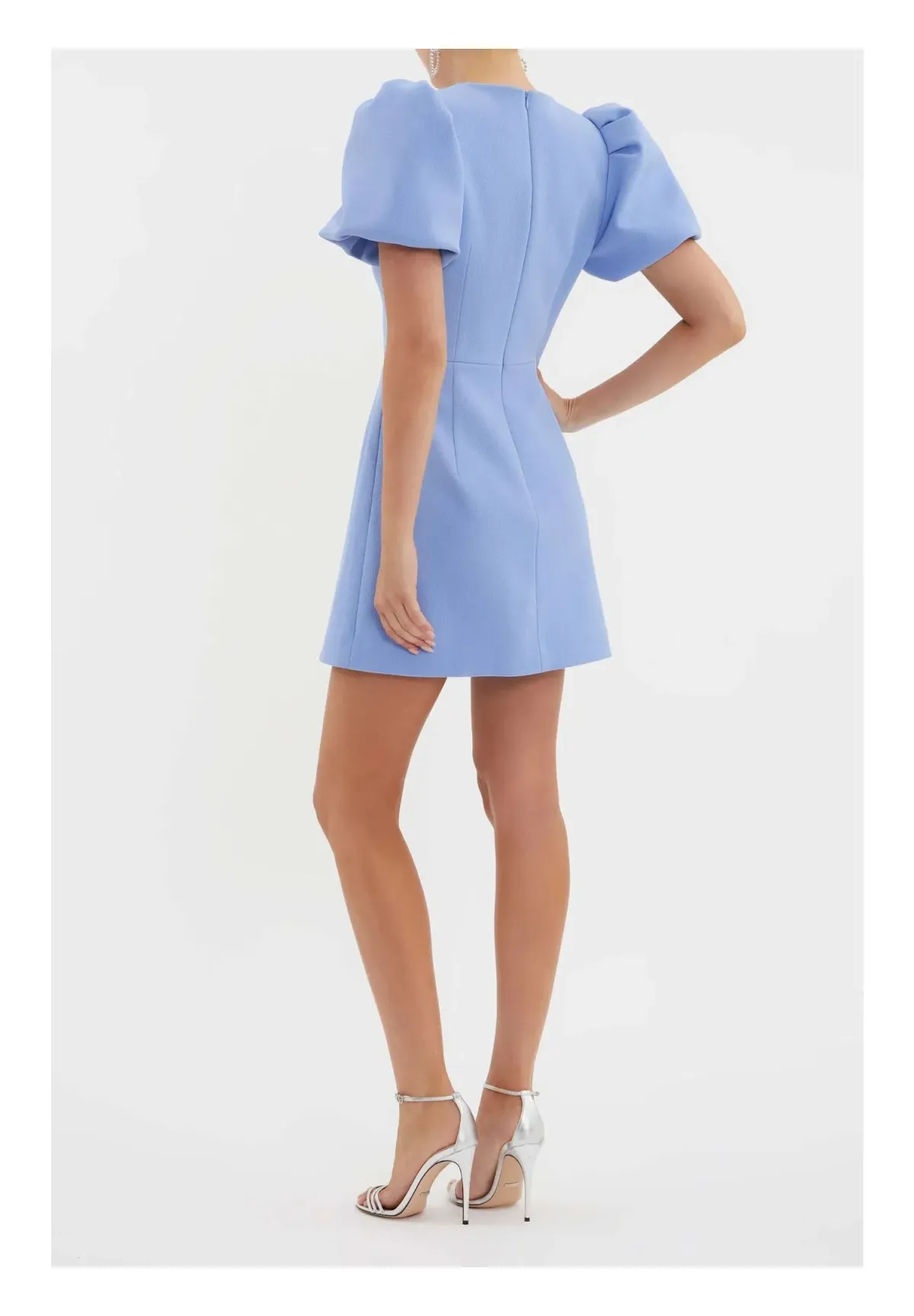 Rebecca Vallance Juliana Puff Sleeve Mini Dress Blue Size 12 - Image 3
