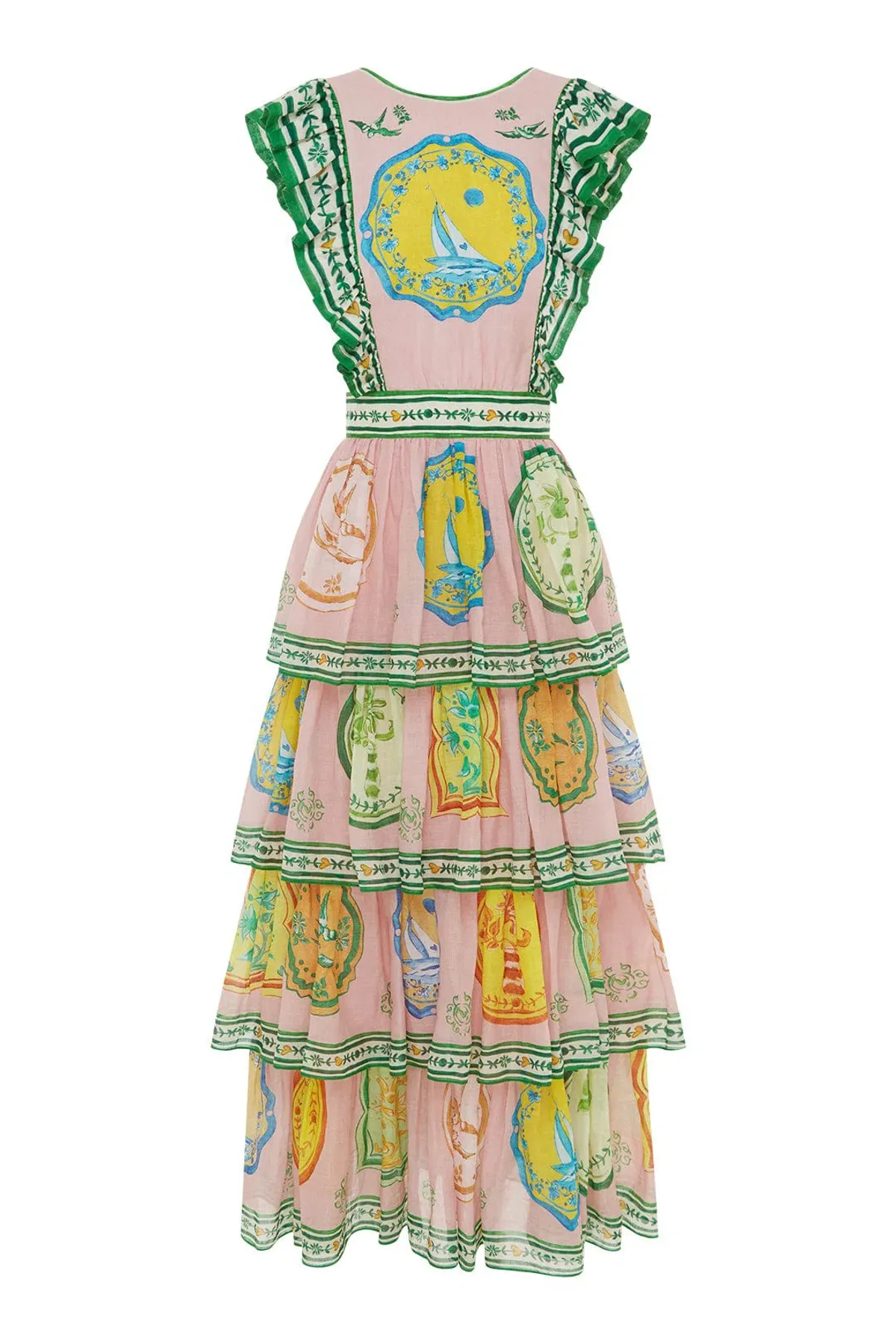 Alemais Porcelain Frill Midi Dress Print Size 14 - Image 3