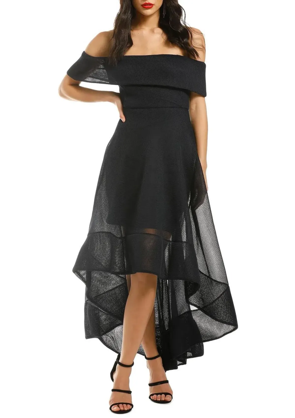 Bronx And Banco Tulip Off Shoulder Dress in Black Size 6 - Image 1