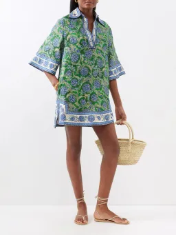 Zimmermann The Junie Tunic Mini Dress in Green/Blue Floral Size 0P / AU 6 for rent on The Volte - image 1