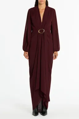 Carla Zampatti Waterfall Dress in Merlot Size 8 for rent on The Volte - image 4
