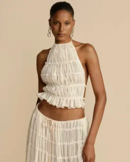 Arcina Ori Juliette Halter Top & Maxi Skirt Set Warm Cream Size S / AU 8 for rent on The Volte - image 4