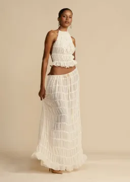 Arcina Ori Juliette Halter Top & Maxi Skirt Set Warm Cream Size S / AU 8 for rent on The Volte - image 1