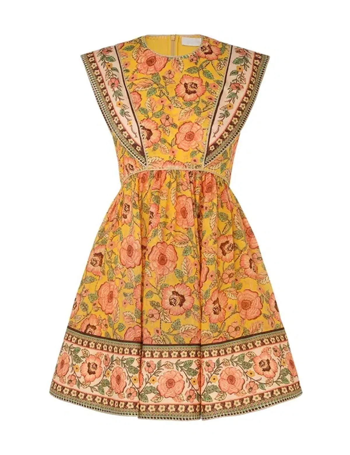 Zimmermann Junie Spliced Mini Dress Yellow/Pink Floral Size 1 / AU 10 - Image 1