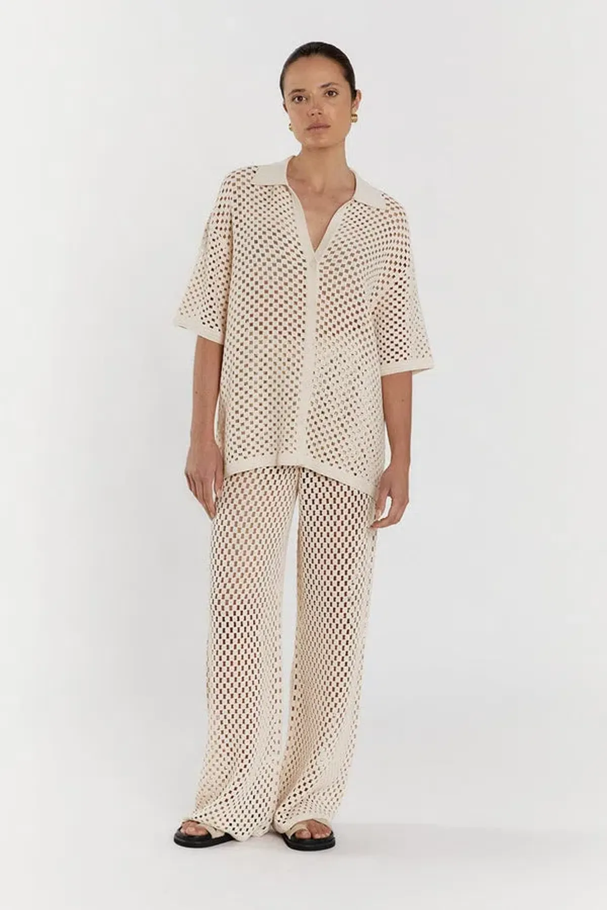 DISSH Sonny Natural Crochet Shirt beige size 6 - Image 3