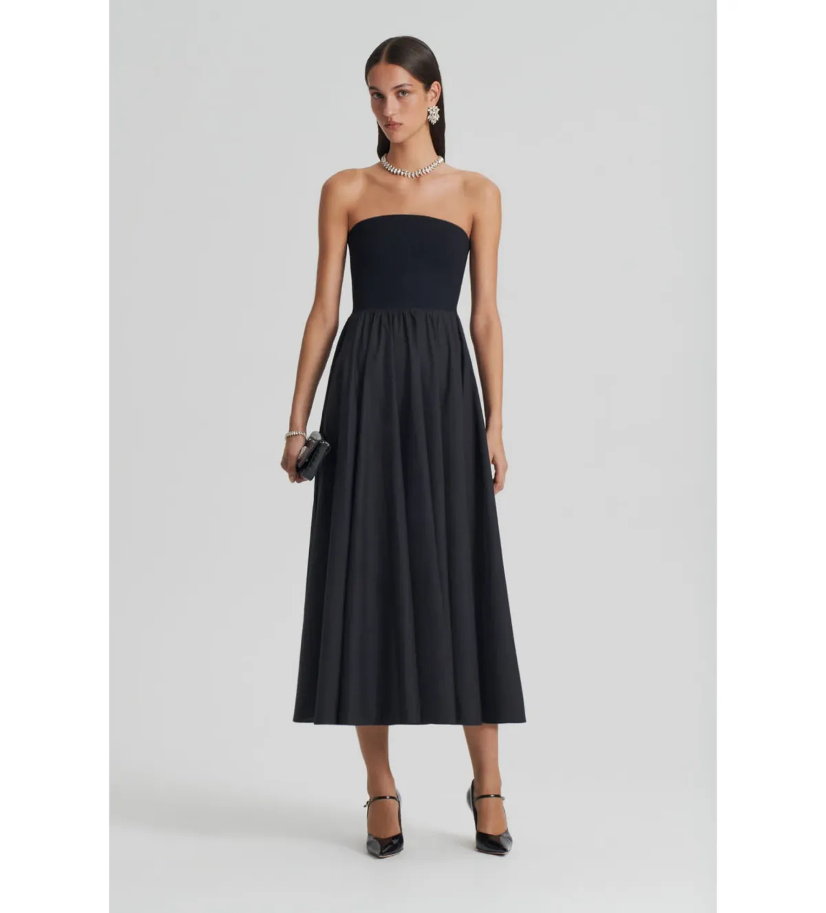 Scanlan Theodore Crepe Knit Cotton Strapless Dress Black Size 8 - Image 1