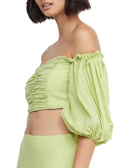 Bec & Bridge Solstice Long Sleeve Crop Top in Lime Size AU 8 for rent on The Volte - image 3
