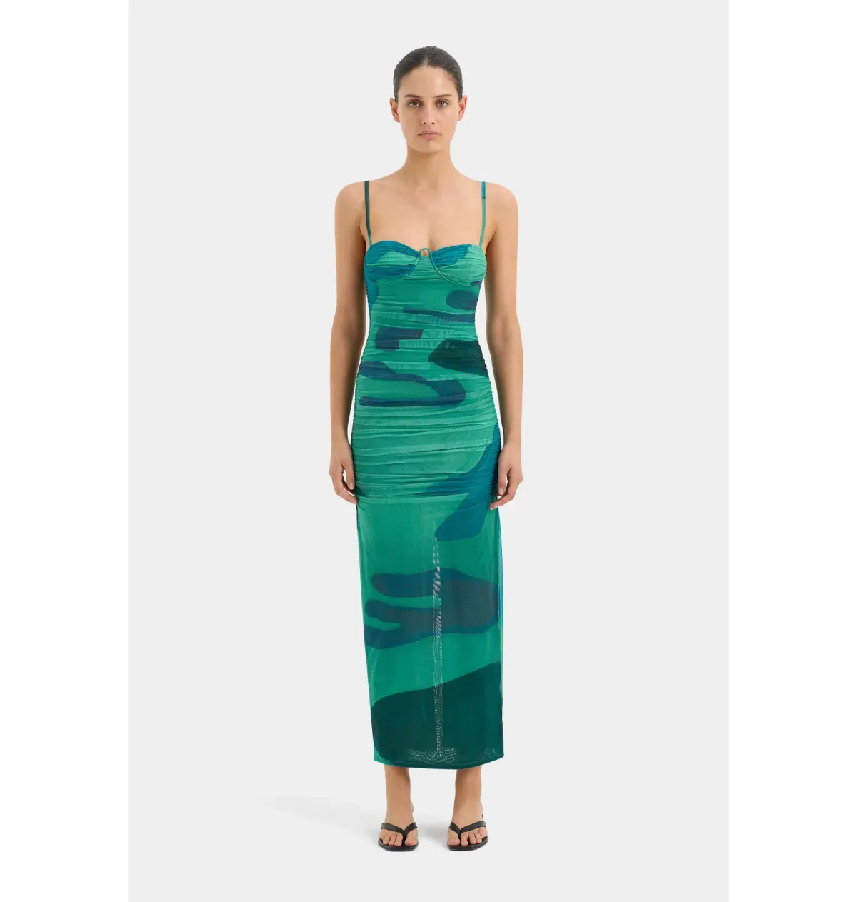 Sir the Label Frankie Midi Dress Emerald Reflection Size AU 8 - Image 1