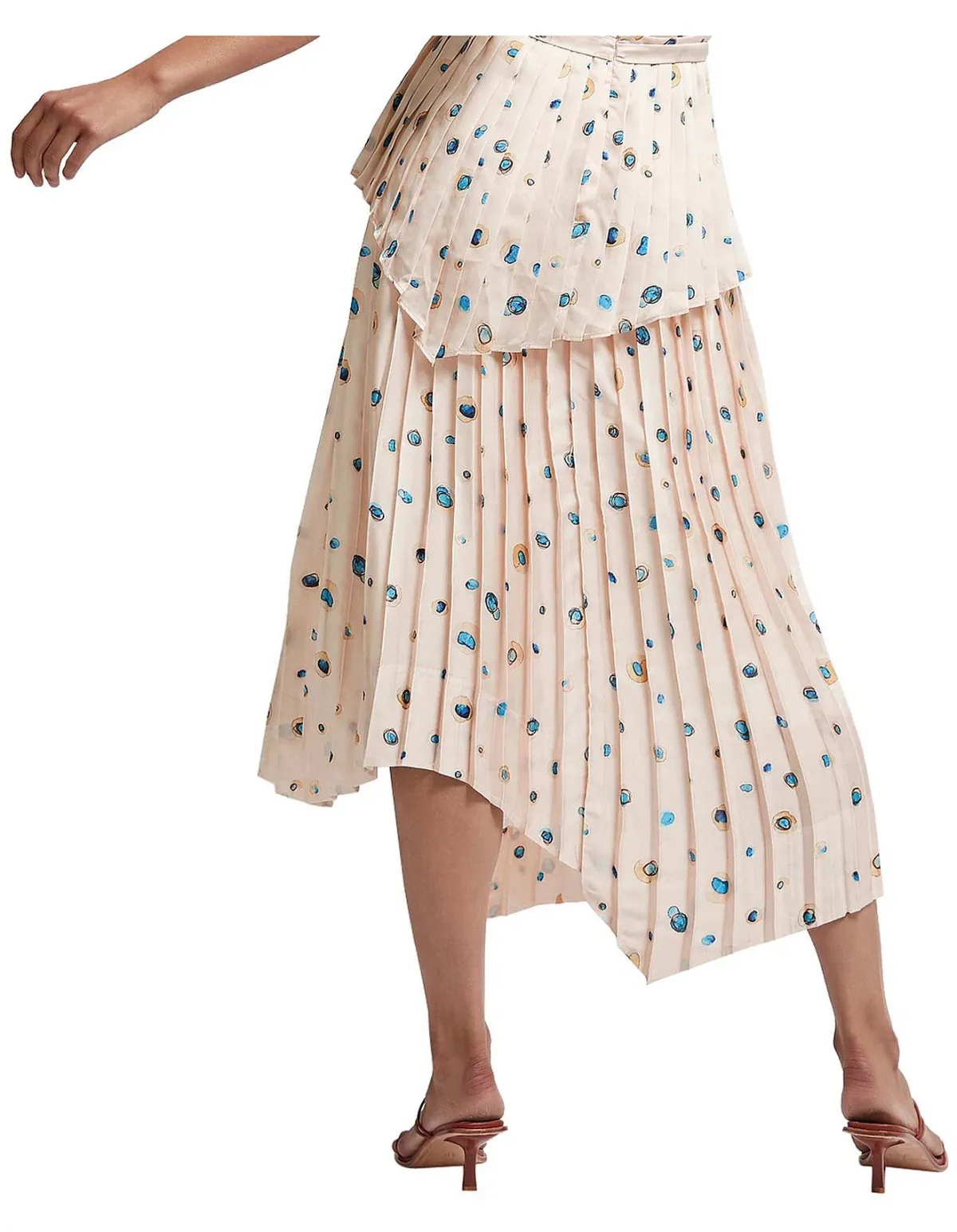 Aje Womens Pointe Bleu Overture Pleat Ring Midi Asymmetric Skirt Blush Pink Print Size 6 - Image 3