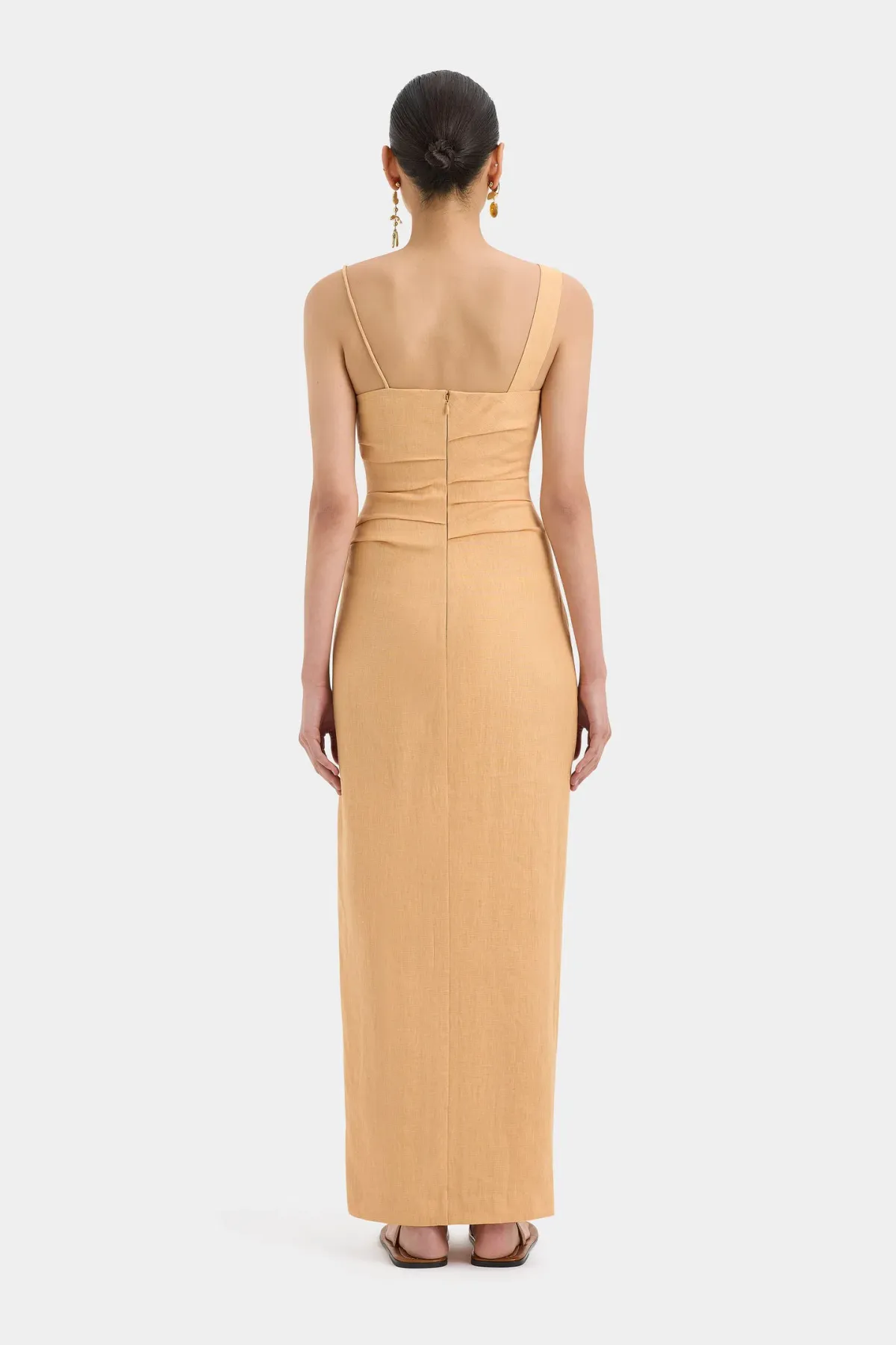 Sir the Label Antonia Beaded Midi Dress Light Tan Size 1/AU 8 - Image 3