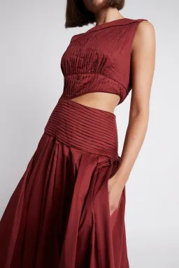 Aje Cascade Cutout Midi Dress in Burgundy Size 6 for rent on The Volte - image 3