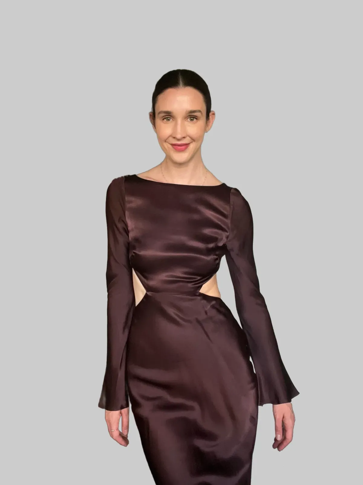 Shona Joy Lana Long Sleeve Open Back Midi Dress Burgundy Size 8 - Image 4