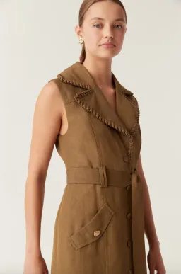 Aje Encompass Utility Midi Dress in Deep Olive Size 8 for rent on The Volte - image 3