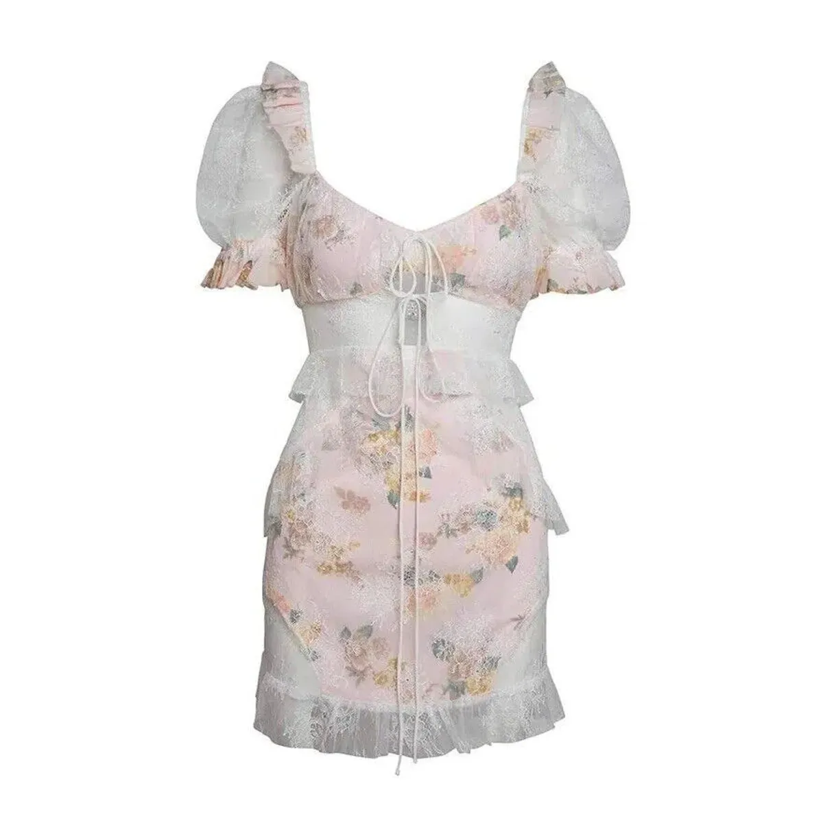 For Love and Lemons Nola Mini Romantic Pink Lace Dress Blush Size S/ AU 8 - Image 3