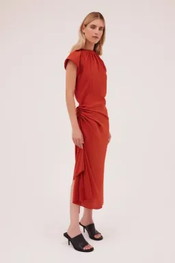 Bianca Spender Rust Satin Cosby Dress Size 10 for rent on The Volte - image 3