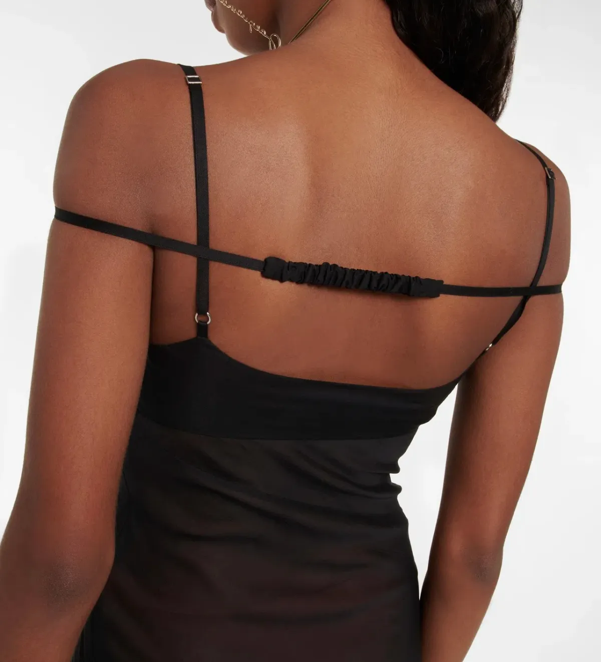 Jacquemus La Robe Draggiu Silk-Blend Maxi Dress in Black Size 36/AU 8 - Image 4