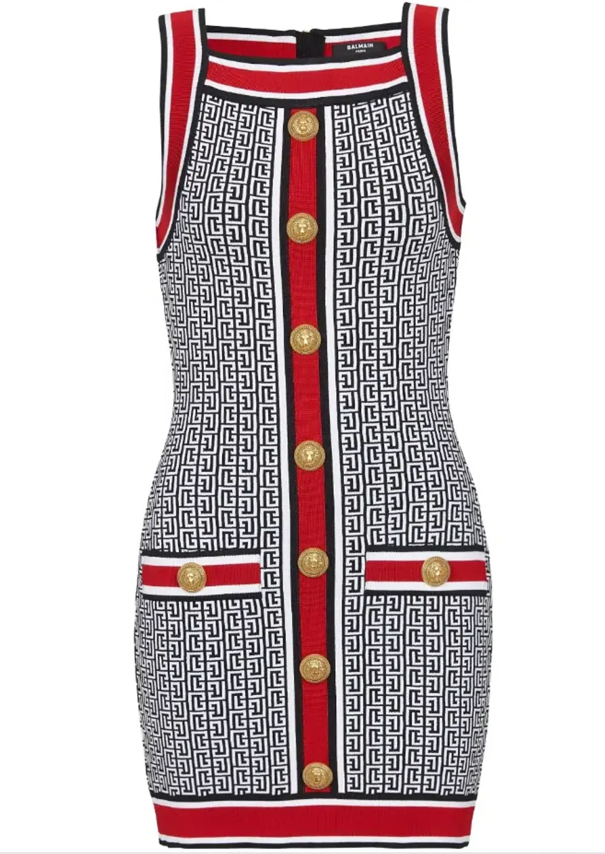 Balmain Jacquard Knit Mini Dress Multi Size 38/Au 10 - Image 4