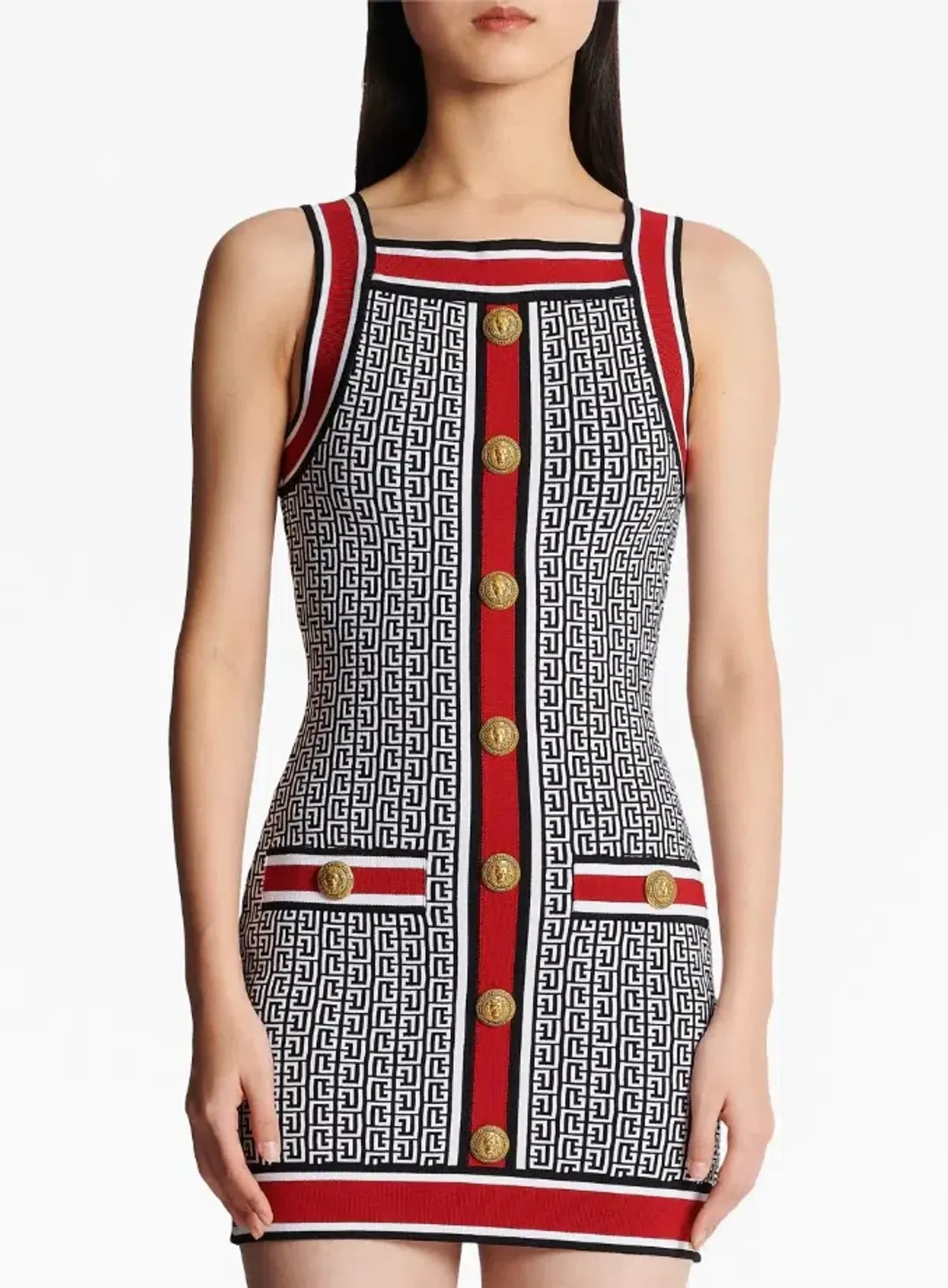Balmain Jacquard Knit Mini Dress Multi Size 38/Au 10 - Image 2