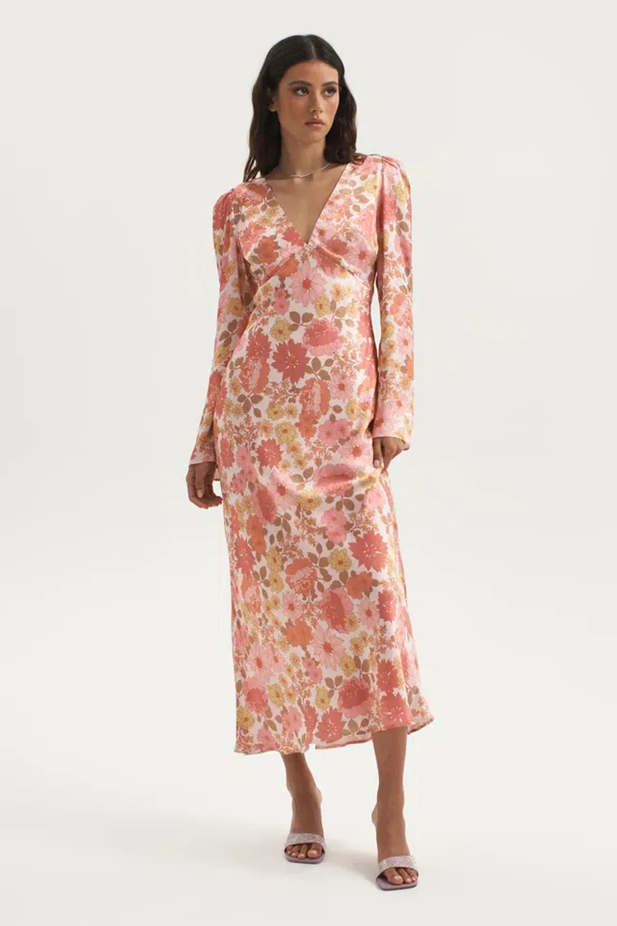 Ownley Zaliah Bias Backless Midi Dress Pink Floral Size S / AU 8 - Image 4