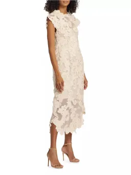 Zimmermann Sensory Motif Embroidered Velvet Appliquéd Midi Dress Macadamia Size 0 / AU 8 for rent on The Volte - image 2