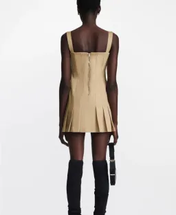 Dion Lee Safety Slider Pleat Mini Dress Dune Size 12 for rent on The Volte - image 3