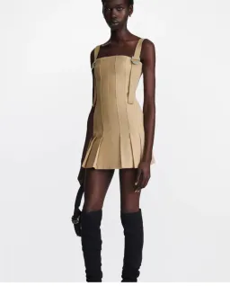 Dion Lee Safety Slider Pleat Mini Dress Dune Size 12 for rent on The Volte - image 2