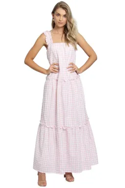 Charlie Holiday Lottie Maxi Dress Pink Gingham Size 8 for rent on The Volte - image 2